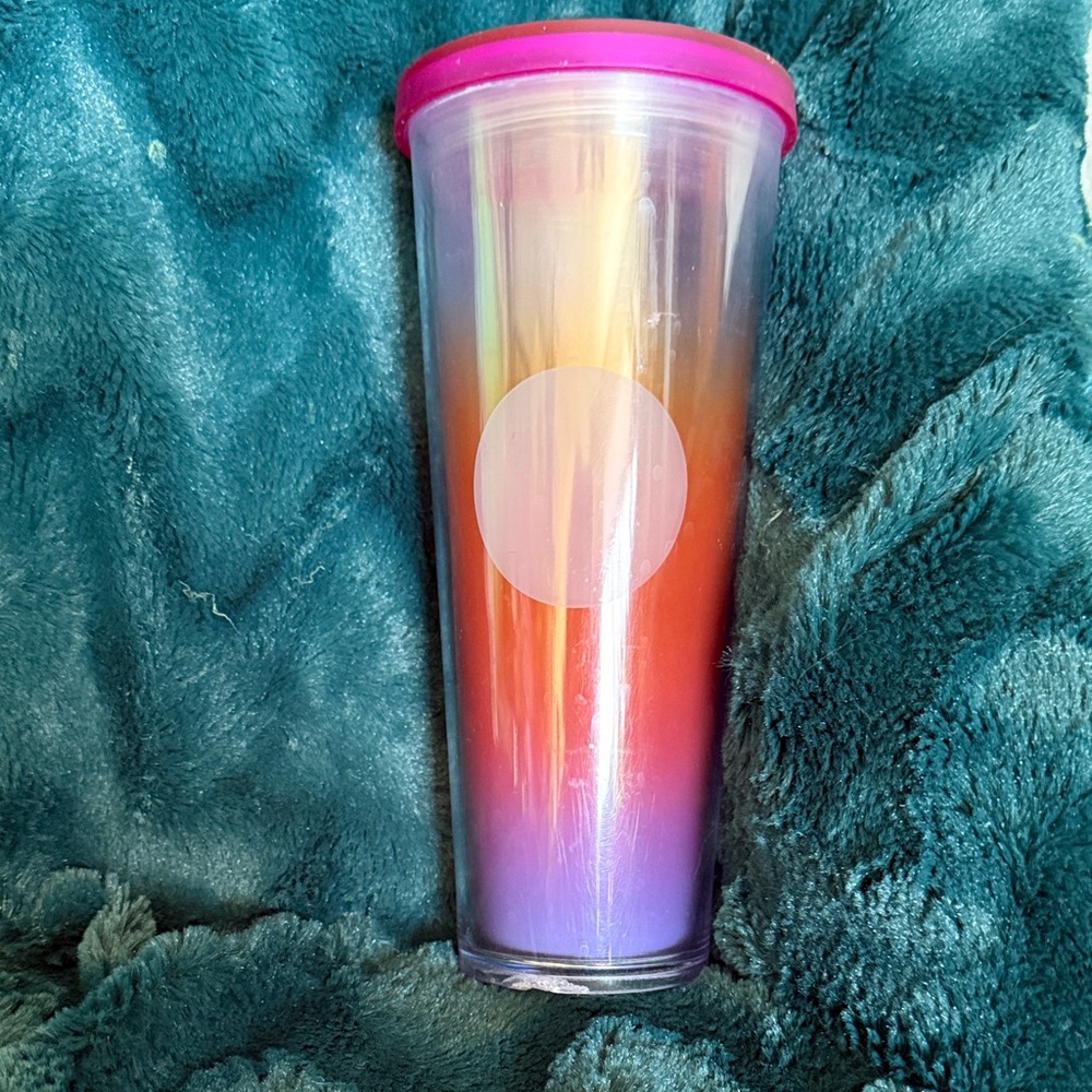 Colorful Starbucks Gradient Tumbler with Pink Lid